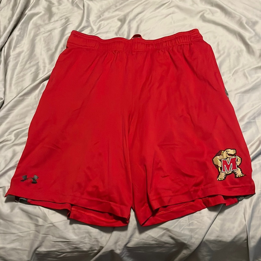 Red Maryland under armor shorts